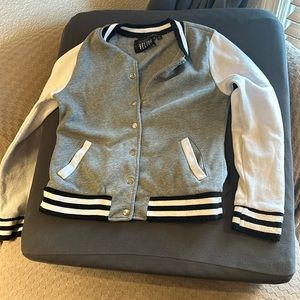 Boys size large sweater jacket in gray and black